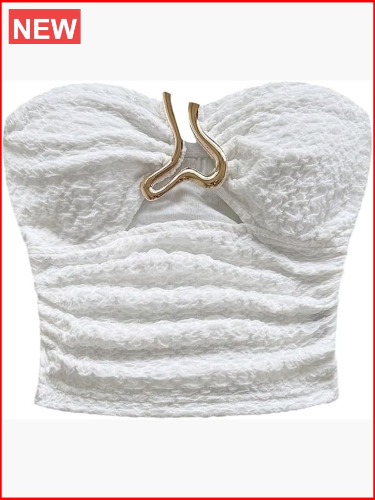 Strapless Ruched Tube Top Bandeau Cropped Cute Going Out Summer Top